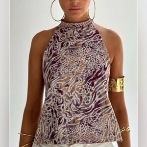 Multicolor Backless Halter Top